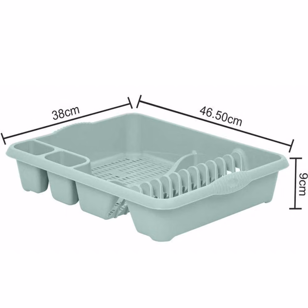 VOGREX 2 Piece Sage Green Plastic Dish Drainer and Washing Up Bowl Set – 2