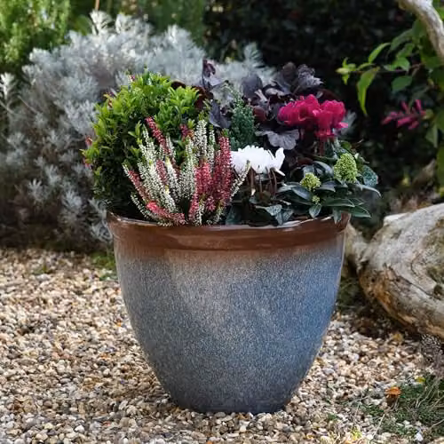 Garden Gear Blue Breeze Bell Glazed Planter, Blue, Diameter: 39.5 cm