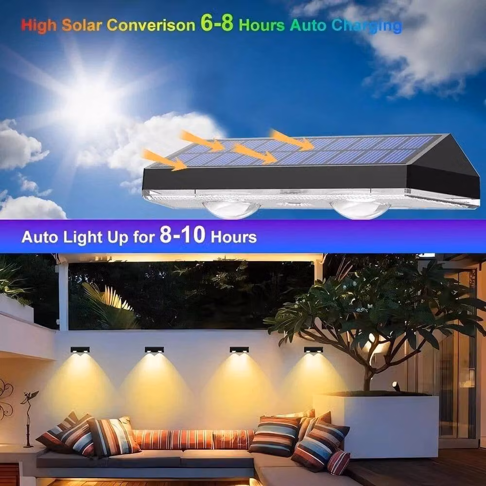 SPETLEK Set of 4 Solar Powered LED Garden Wall and Fence Post Lights in Black – 5