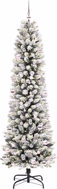 Berkfield Home Artificial Christmas Tree with 300 LEDs in Green and White, H: 200 cm, W: 63 cm, D: 63 cm
