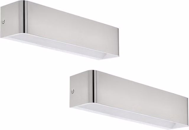 Loops 2 Pack Silver LED Wall Lights with Oblong Aluminium Structure and 12W Integrated Bulb