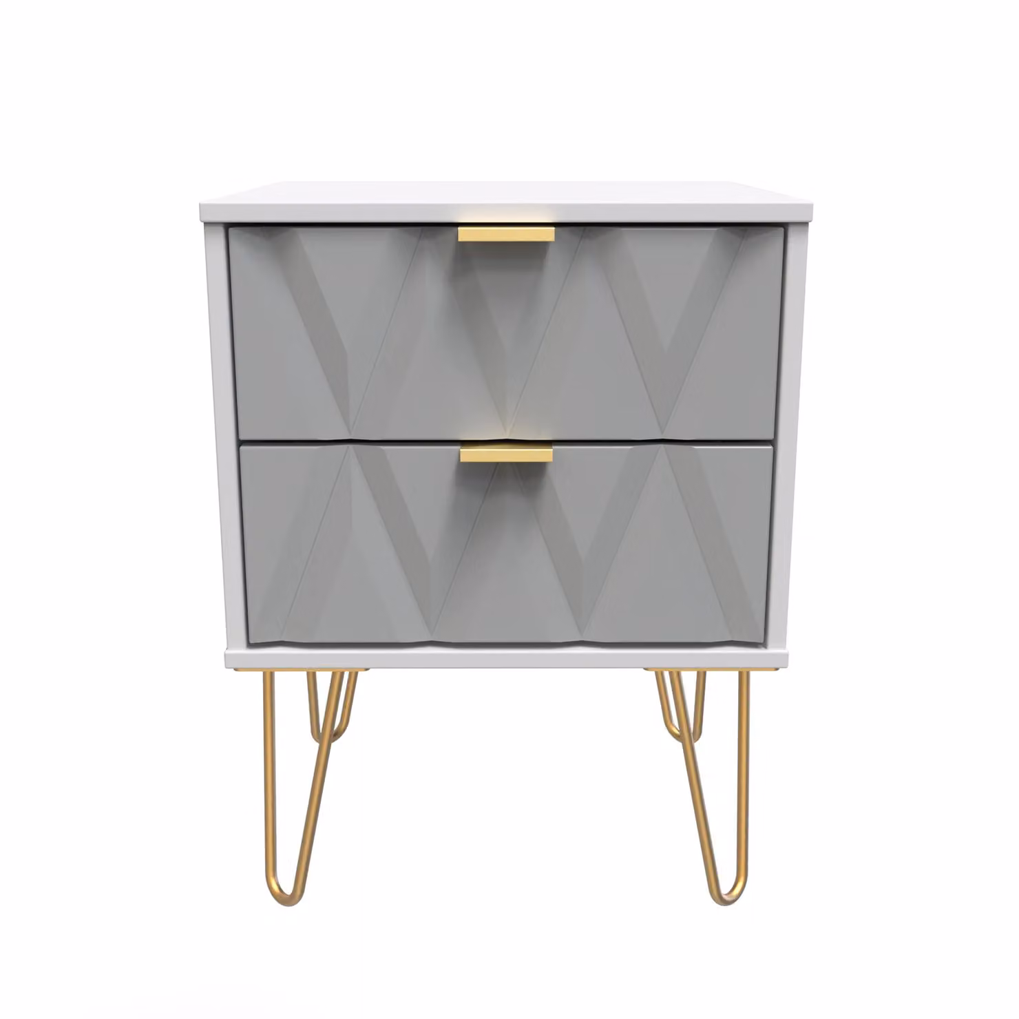 Ready Assembled 2 U Dallas 2 Drawer Bedside Cabinet in Mid Grey – 2