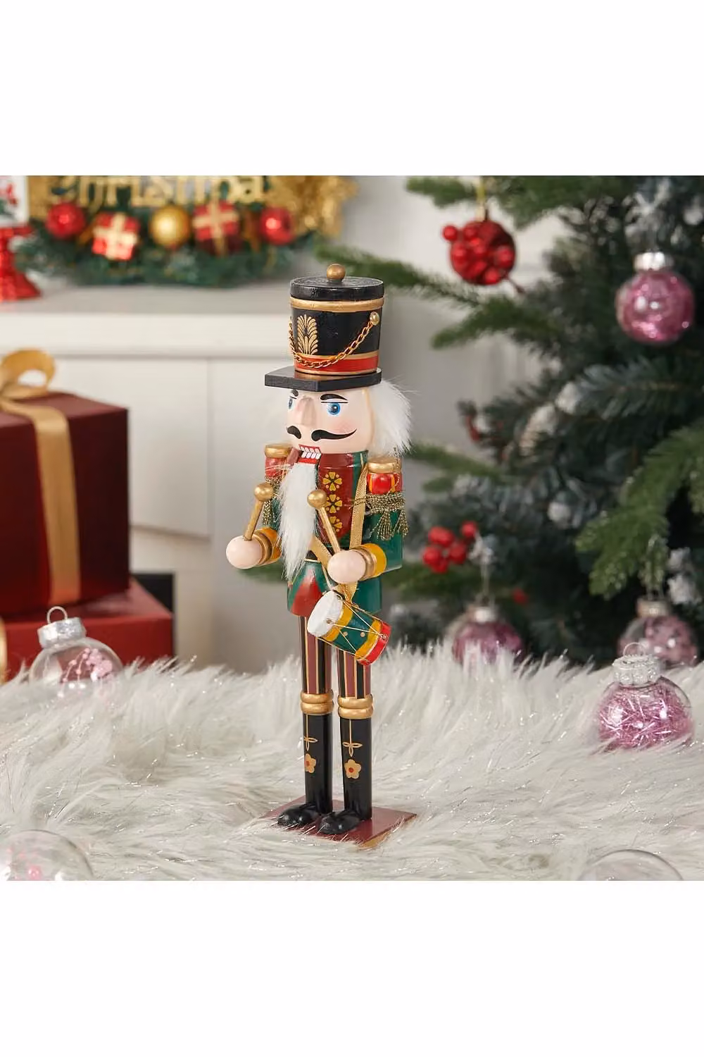 Living and Home Vintage Red and Multicolour Wooden Nutcracker Soldier Tabletop Christmas Ornament – 2