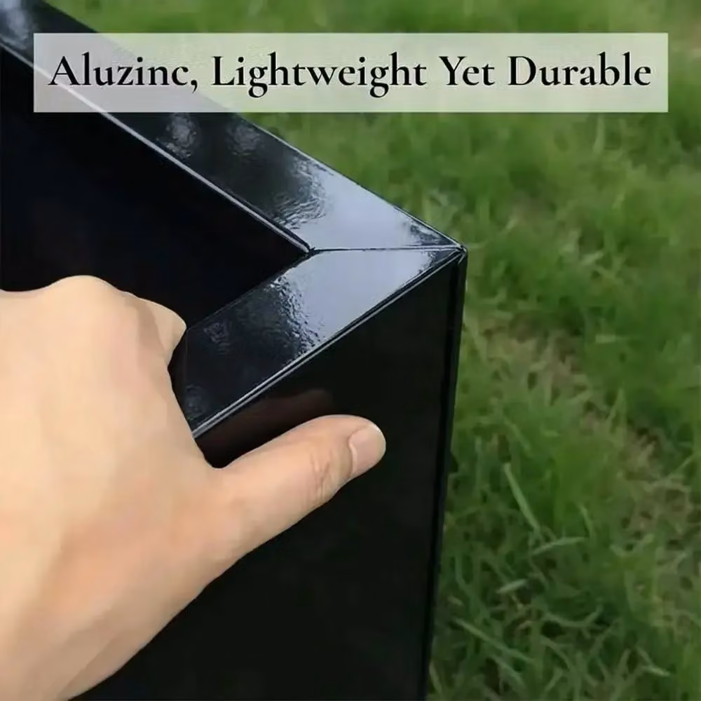 Access Garden Products Galvanised Steel Trough Planter, Black, W: 25 cm, L: 90 cm, H: 60 cm – 5