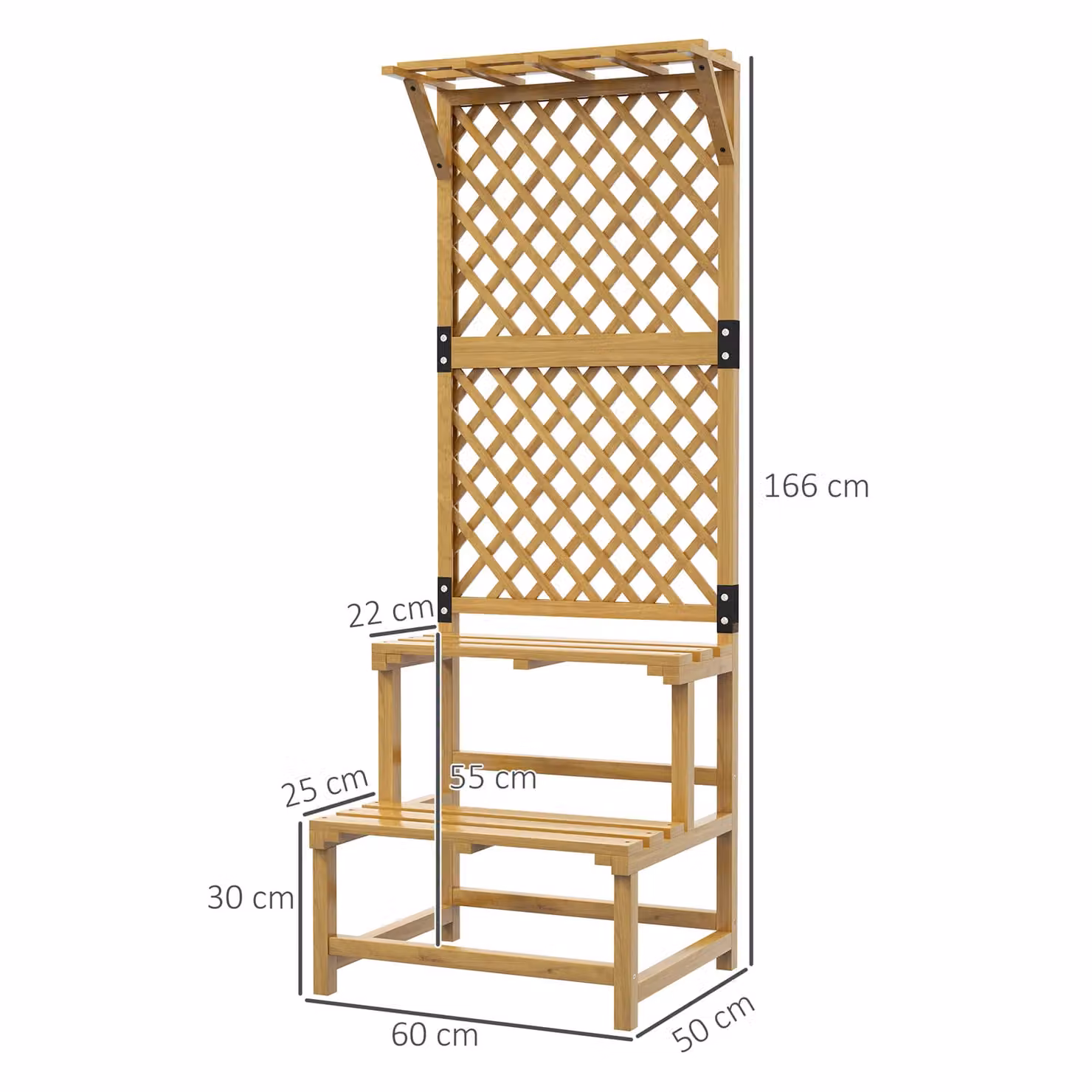 Outsunny Yellow Wooden Plant Stand with Trellis, Freestanding Raised Garden Bed for Climbing Plants and Vegetables, W/D/H: 60.0 x 50.0 x 166.0 cm – 3