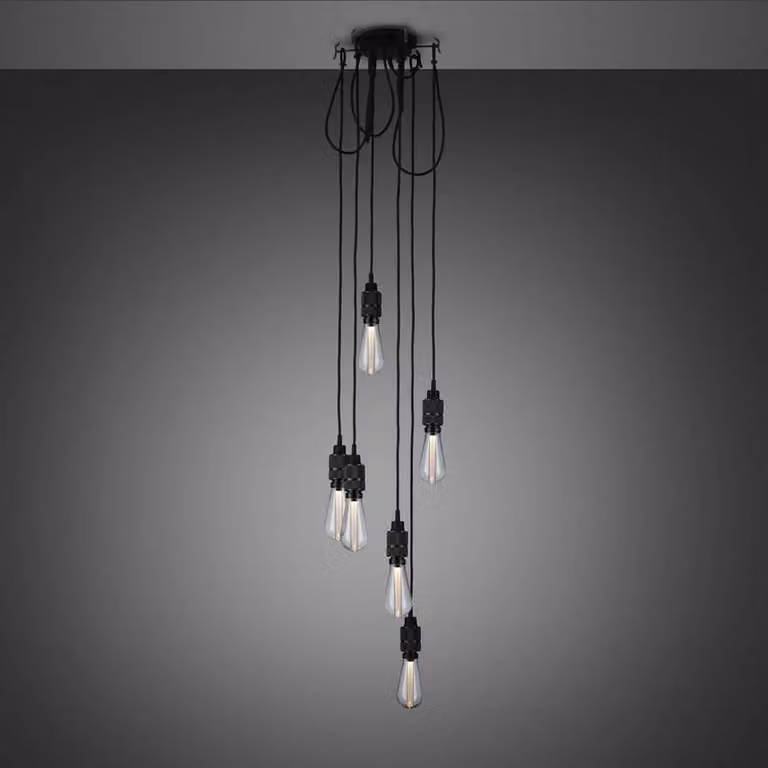 Buster + Punch Hooked 6.0 Chandelier in Black Metal with Transparent Glass