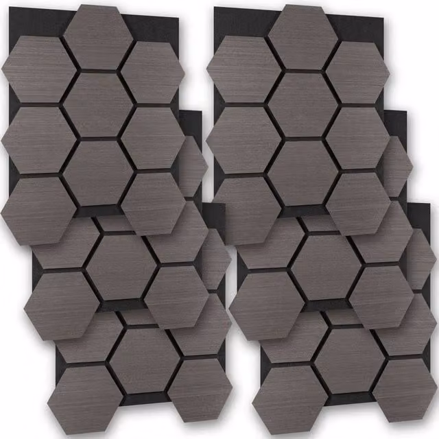 tectake Oak Gray Sound-Absorbing Acoustic Felt Wall Panels in Grey – 1