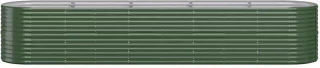 Berkfield Home Garden Green Powder-coated Steel Raised Bed W/D/H: 368 x 80 x 68 cm