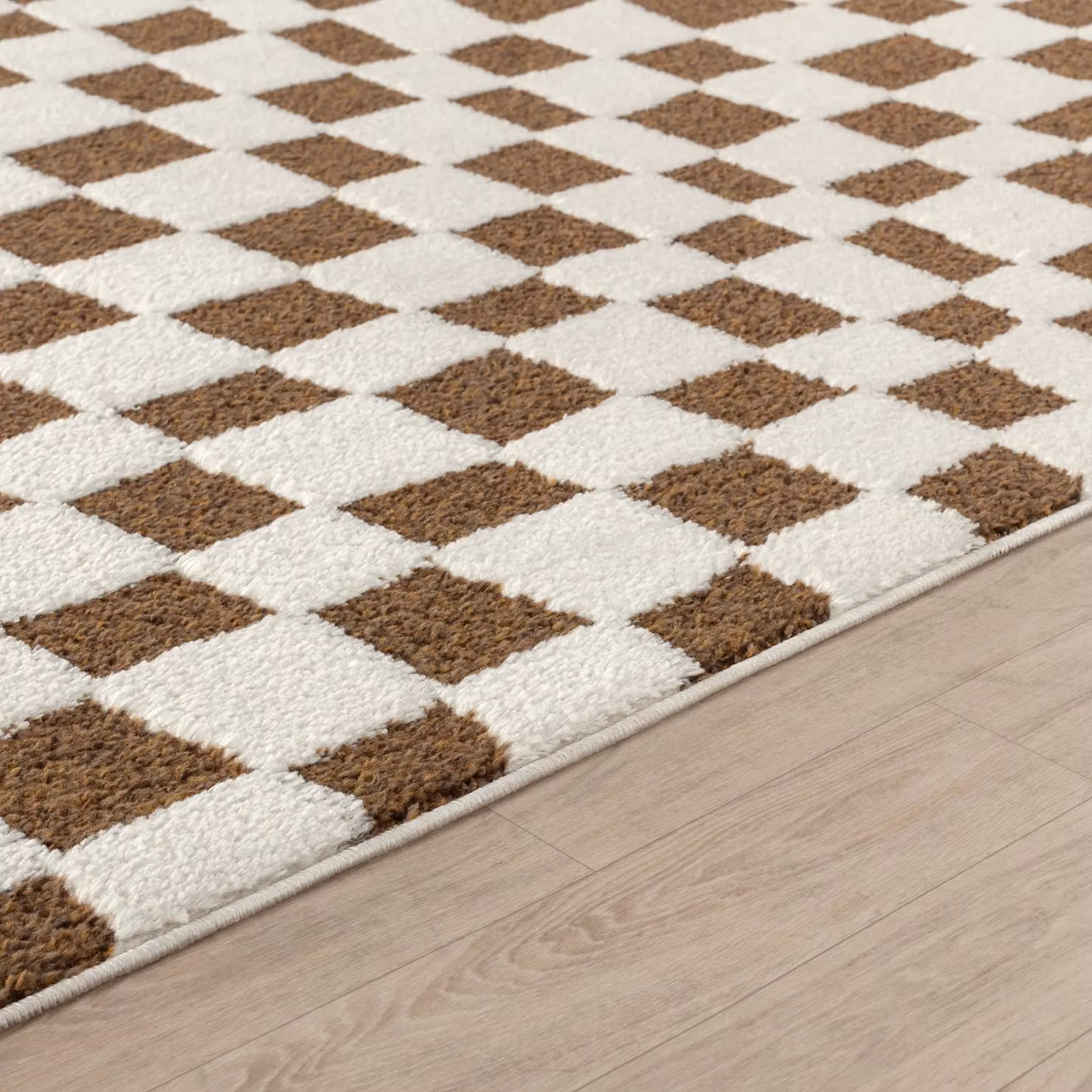 Livabliss Freud Modern Checkerboard High Pile Living and Dining Room Rug in Black and Brown, W: 160 cm, L: 215 cm – 3
