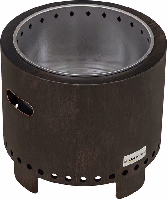 Outsunny Metal Smokeless Wood-burning Fire Pit Bowl, Black, W: 45 cm, D: 45 cm, H: 42 cm – 1