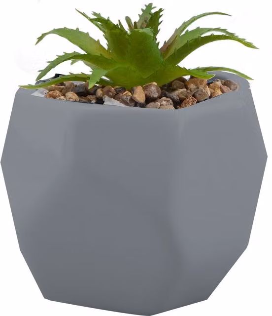 VFM e-Store Artificial Small Succulent Potted Plant in Grey Plastic, Height: 12.1 cm – 1