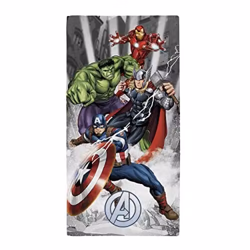 Coco Moon Disney Marvel Avengers Super Soft Cotton Bath and Beach Towel for Children, Multicolour, W/D/H: 140 x 70 x 70 cm