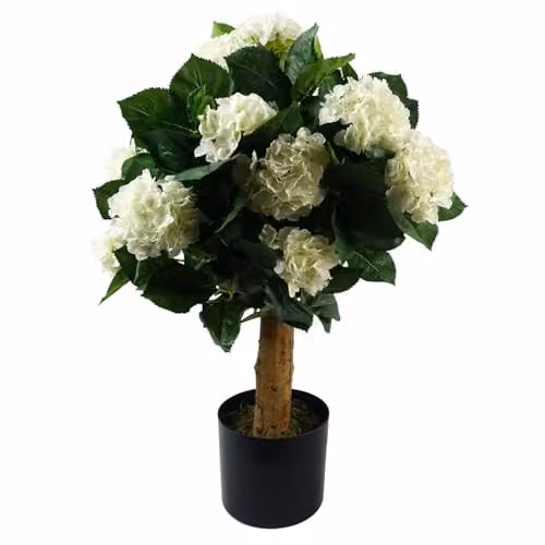 Botanik White Artificial Hydrangea Flowering Tabletop Tree – 1