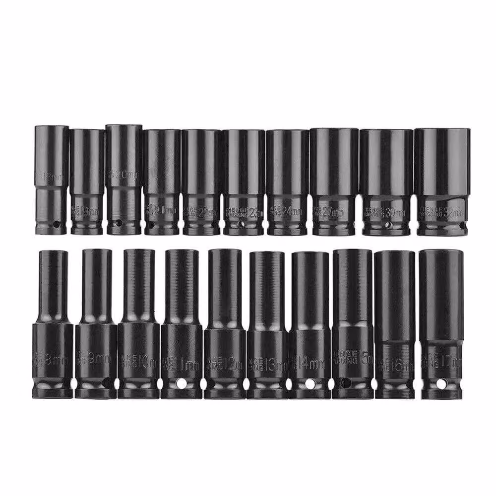 Kelvenix 20-Piece 1/2 Inch Drive Metric Deep Impact Socket Set, 8-32mm, Black Steel – 5