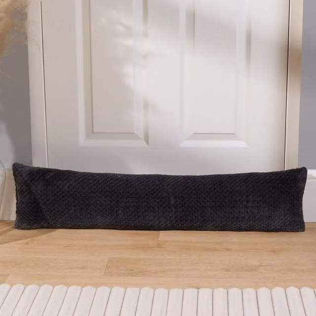 OHS Waffle Fleece Door Draught Excluder Insulator in Grey Anthracite