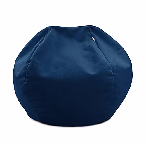 rucomfy Kids Classic Slouchbag Velvet Bean Bag Chair in Blue, W/D/H: 80 x 60 x 60 cm