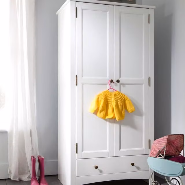 Noa and Nani Birte Modern Wardrobe with Integrated Drawers in White and Grey