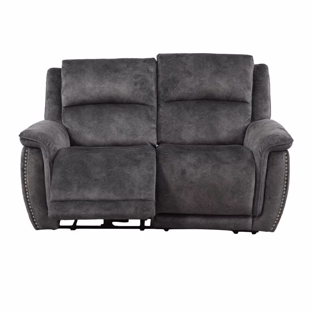 Furnishings For Less UK Mendoza Grey Plush Velvet 2 Seater Electric Reclining Sofa with USB Charging W/D/H: 165 x 103 x 103 cm – 2