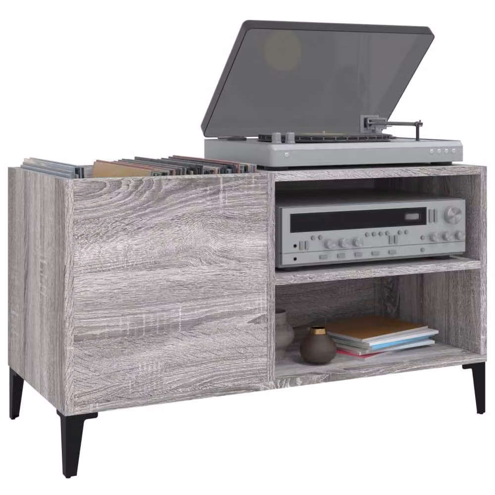 Berkfield Home Record Cabinet in Grey Sonoma, W/D/H: 84.5 x 38 x 48 cm – 2