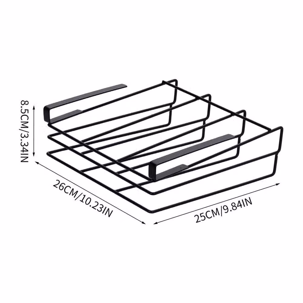 PAWNORA 2 Tier Large Over Cabinet Hanging Rack in Black Metal – 2