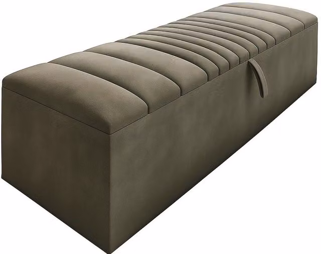 Paradise Beds Saffar Ottoman Storage Blanket Box in Grey Velvet Fabric