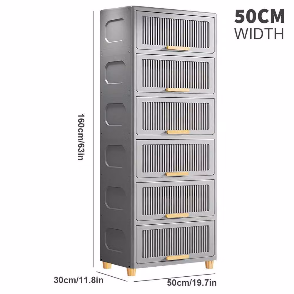 EONLION 6 Tier Plastic Storage Cabinet in Grey, Width: 50 cm – 2