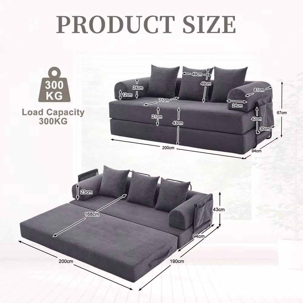 GOMYWAY Matteo Modular L-Shape Corduroy Sofa in Grey with Scatter Cushions – 5