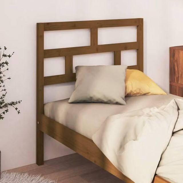 Berkfield Home Beautiful Solid Wood Pine Bed Headboard in Honey Brown, W: 96 cm, D: 4 cm, H: 100 cm – 1