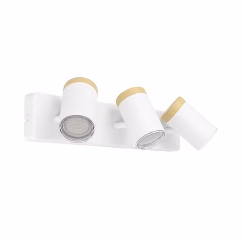 Eglo Consuma 3-Light Adjustable Ceiling Spotlight in White and Brown Metal and Wood for Bathroom