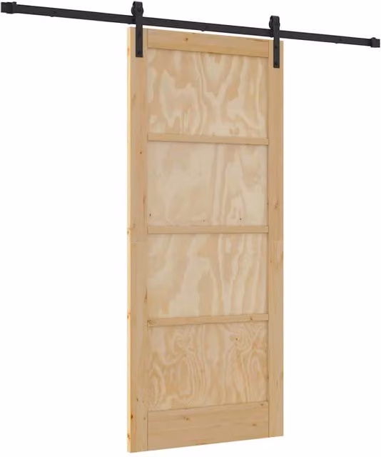 Berkfield Home Modern Sliding Wood Pine Door with Hardware Set in Beige, W: 86 cm, H: 198.5 cm