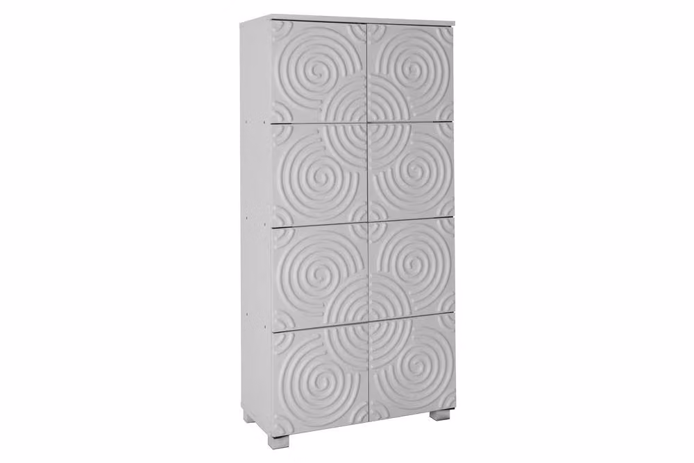 Timber Art Design Modern 8 Door White Storage Cabinet with Abstract Pattern W/D/H: 126.2 x 35.0 x 35.0 cm – 2