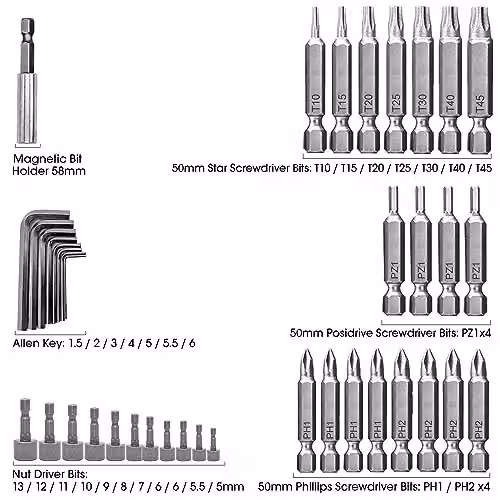 Lumberjack 150 Piece HSS Drill and Screwdriver Bit Set in Black – 3