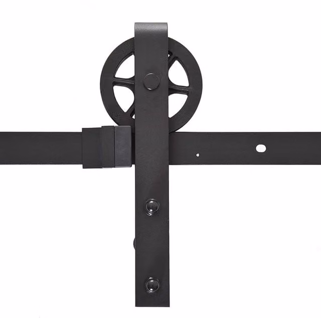 HOMCOM Black Carbon Steel Sliding Barn Door Hardware Kit with 2000mm Track System – 1