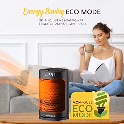 MONHOUSE 1500W Ceramic Fan Heater in Black, Freestanding with Timer – 6