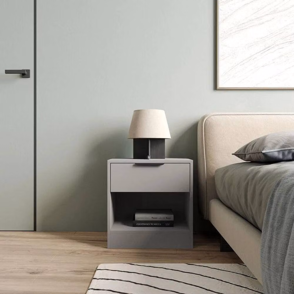 VOGREX Grey Wooden Nightstand with Drawer, Modern Compact Side Table, W/D/H: 35 x 45 x 46.5 cm – 3