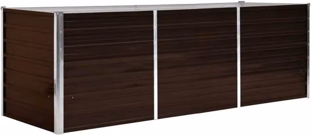 Berkfield Home Garden Brown Galvanised Steel Raised Bed W/D/H: 240 x 80 x 77 cm