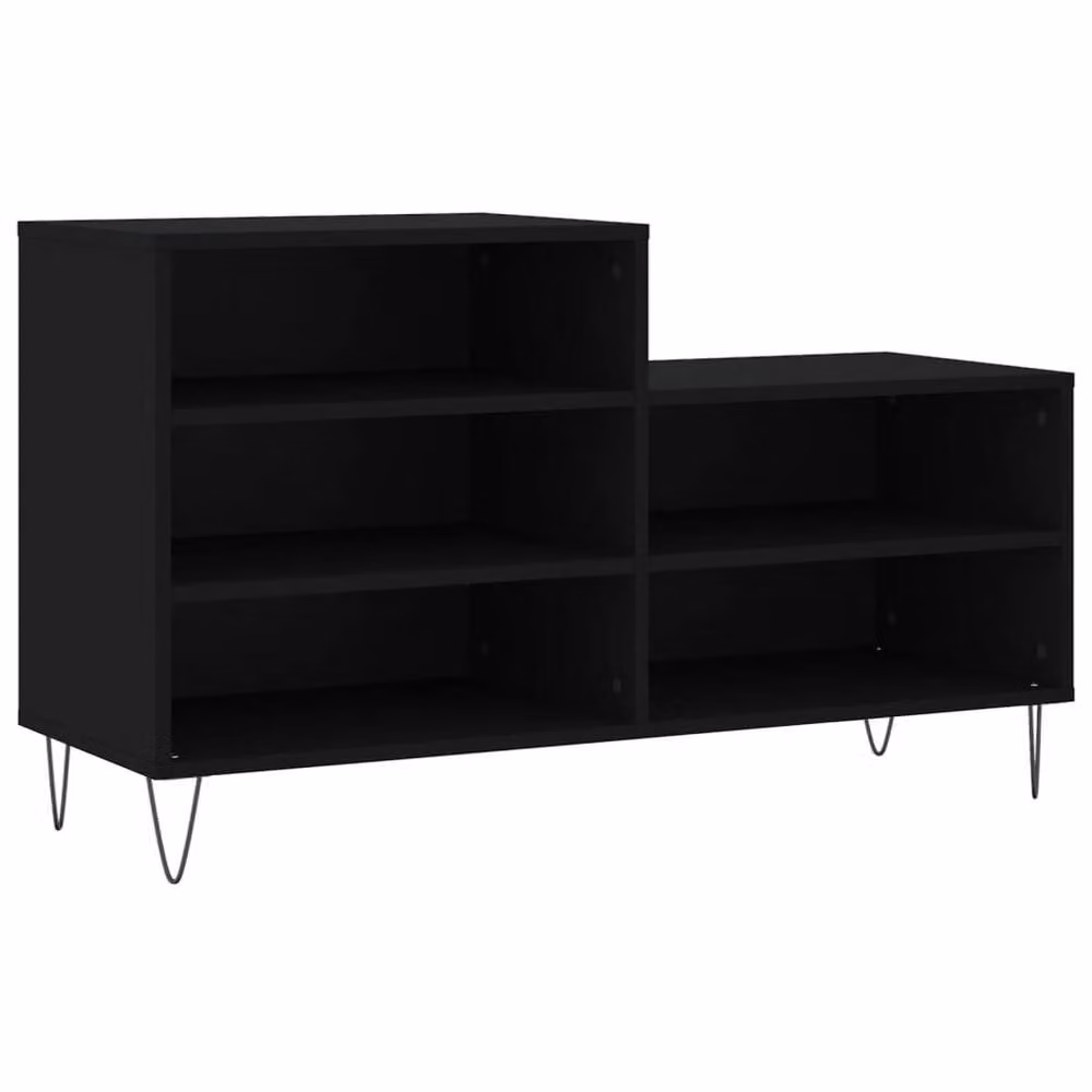 Berkfield Home Modern Black Shoe Cabinet with Internal Shelves, W: 102 cm, D: 36 cm, H: 60 cm – 3