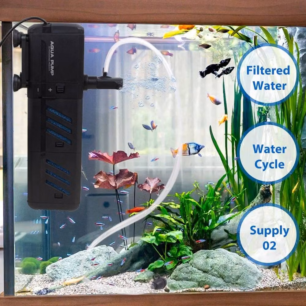SPETLEK 4 in 1 Aquarium Fish Tank Filter Water Pump, 500L/H, Black – 4