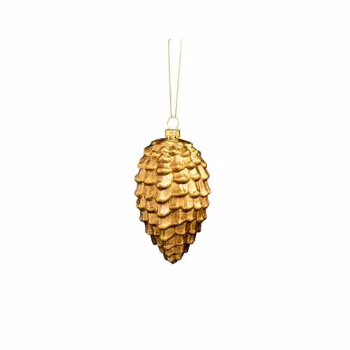 Melody Maison Set of 2 Gold Glitter Pine Cone Hanging Christmas Bauble Decorations – 4