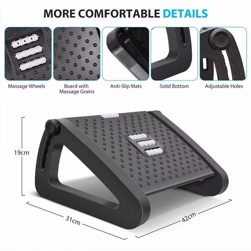 VOGREX Ergonomic Adjustable Under Desk Foot Rest and Office Leg Support in Black – 2