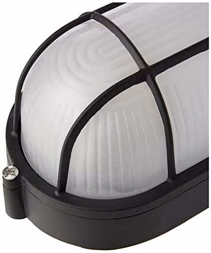 Netlighting Black Oval Bulkhead Lamp with Glass Diffuser and Wire Guard, IP54 Rated, 60W, E27 Dimmable – 3