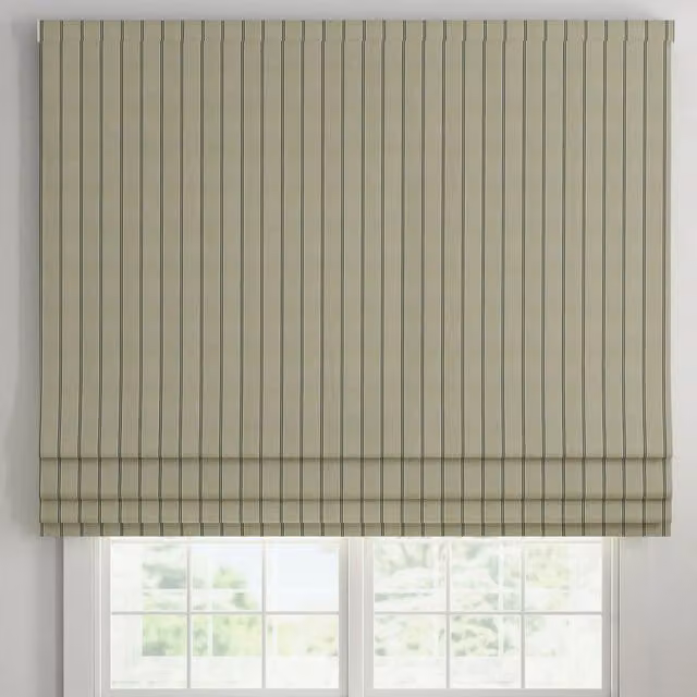 Ante Decor Latham Made To Measure Roman Blind Charcoal and Beige Striped Cotton Blackout Textile