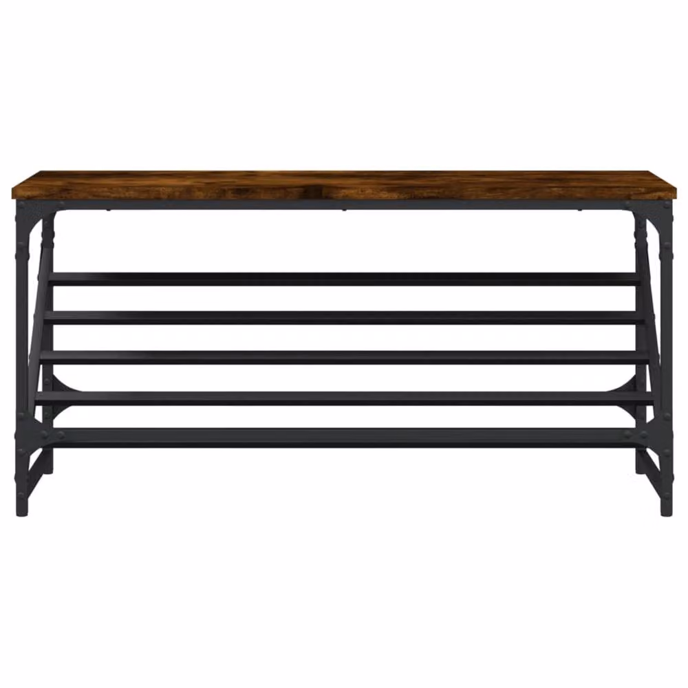 Berkfield Home Smoked Oak Shoe Rack in Brown, W/D/H: 90 x 30 x 45 cm – 4