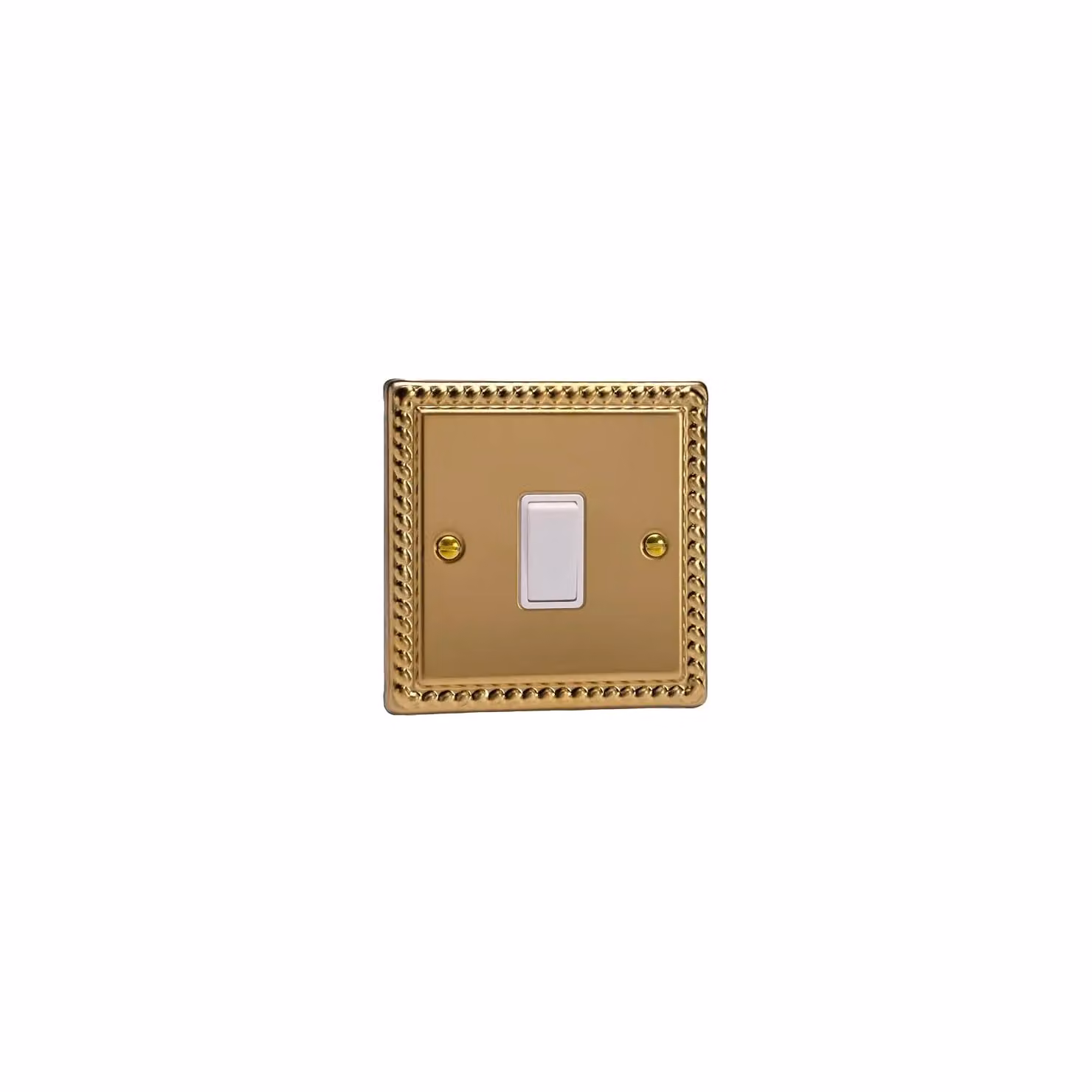 Varilight XG1W 1-Gang Georgian Brass Rocker Switch in White and Yellow – 2