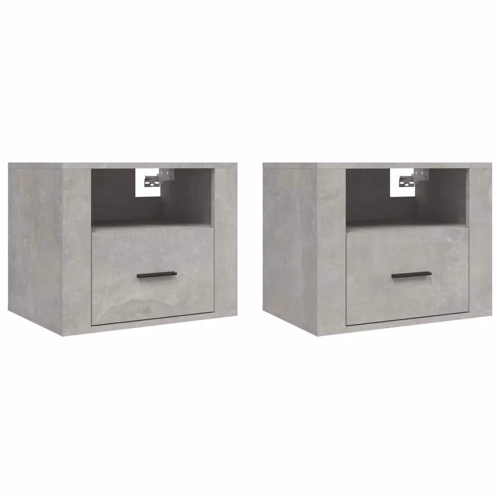 Berkfield Home Wall-mounted Bedside Cabinets, 2 Pack, Concrete Grey, W: 50 cm, D: 36 cm, H: 40 cm – 2