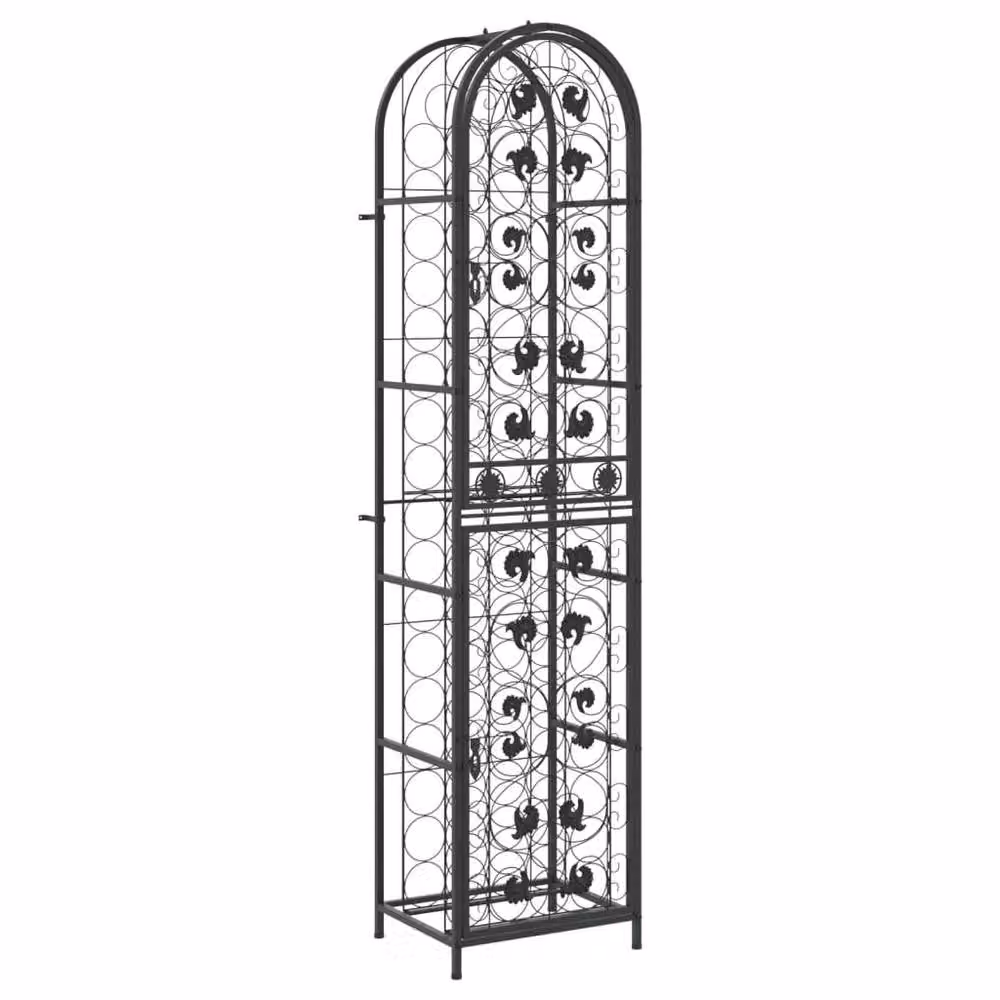 Berkfield Home Black Wrought Iron Wine Rack for 73 Bottles, W/D/H: 45 x 36 x 200 cm – 2