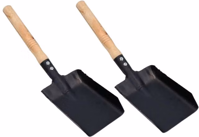 Havendro Set of 2 Black Coated Steel Fireside Coal Shovels and Dustpans