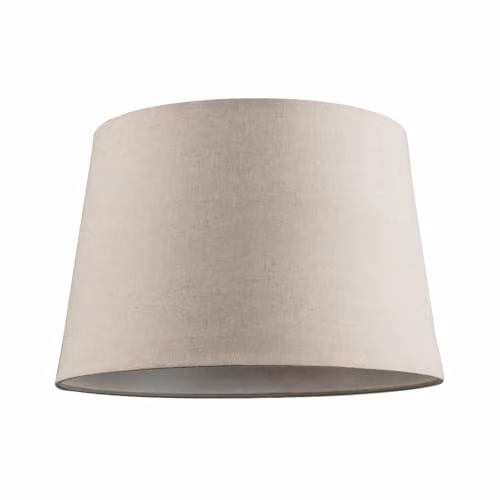 Happy Homewares Modern Cylinder Linen Lamp Shade in Beige and White, W/D/H: 30 x 20 x 25 cm