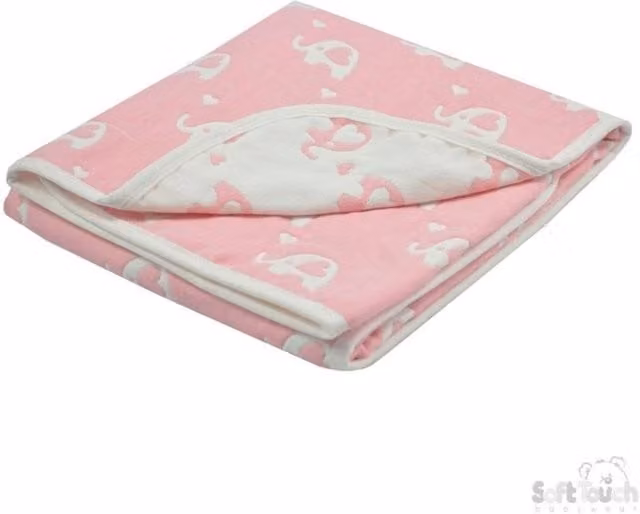 KDMD Reversible White and Pink Elephant Cotton Blanket for Adults