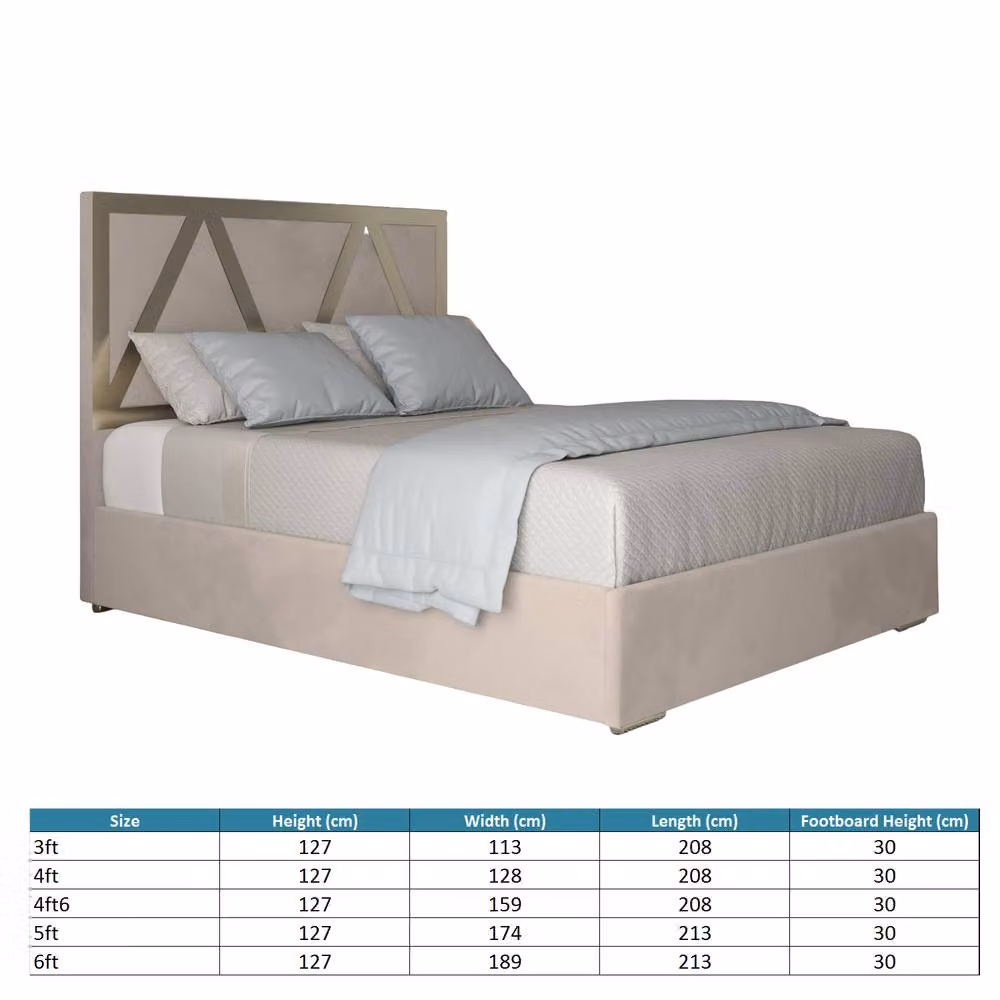 KDMD Eskdale Double Velvet Upholstered Metal Designer Bed Frame in Beige – 2